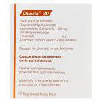 デュゼラ Duzela、ジェネリックシンバルタ、デュロキセチン20mg 箱裏情報